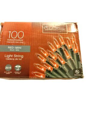 Celebrations Incandescent Mini Red 100 Ct String Lights Wedding Patio Deck 20 Ft